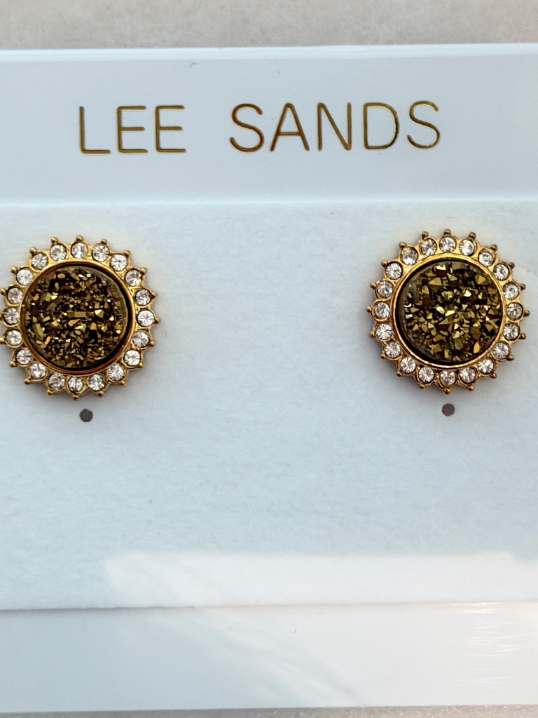 Lee Sands Gold -Tone Olive Crystal Stud Earrings 40$